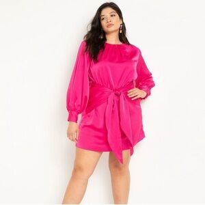 Eloquii Satin Strong Shoulder Minidress